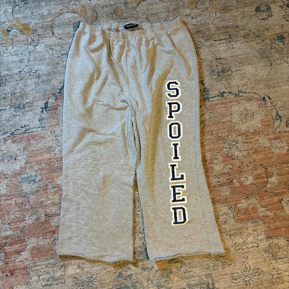 Funhouse Y2K Spoiled Wide Leg Sweatpants Grey Graphic Small